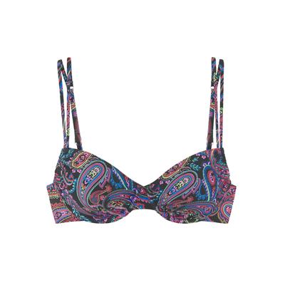 Bügel-Bikini-Top VENICE BEACH "Paislee", Damen, Gr. 40, Cup D, schwarz (schwarz bedruckt), Recycling-Polyamid, bedruckt, Paisleymuster, Bikini-Oberteile, bedruckt, verstellbare Doppelträger, herausnehmbare Softcups, Mix-Kini Image