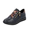 Keilsneaker REMONTE, Damen, Gr. 36, gold (schwarz, goldfarben), Leder, Lederimitat, unifarben mit Farbeinsatz, sportlich, Schuhe, Schnürschuh, Halbschuh, Freizeitschuh mit seitlichem Reißverschluss