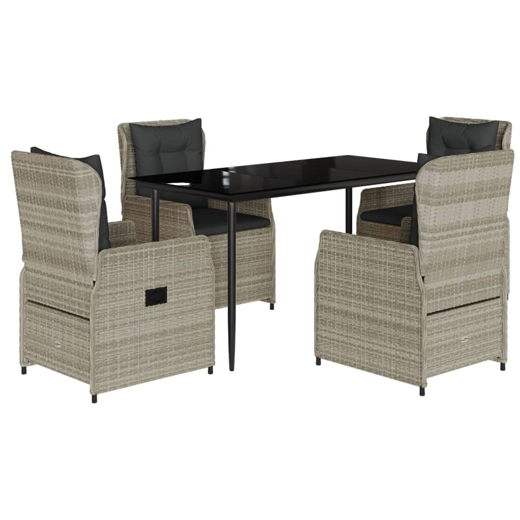 vidaXL 5-tlg. Garten-Essgruppe mit Kissen Hellgrau Poly Rattan Image