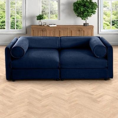 Modern Chenille 6-Seater Sofa with Ottoman Storage, Hidden Storage, Cylindrical Cushioned Arms and Backrest