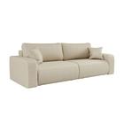 Canapé droit 3 places convertible en tissu bouclette - Beige