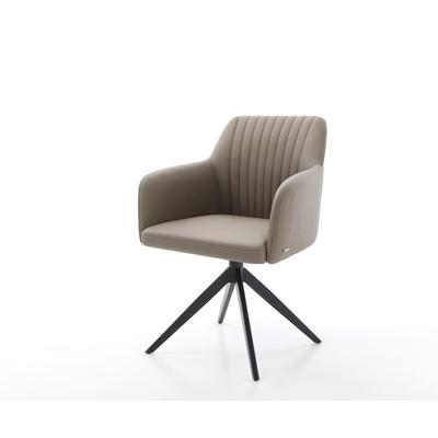 DELIFE Drehstuhl Greg-Flex Echt-Leder Schlamm Kreuzgestell breit Schwarz 360° drehbar Wippfunktion Taschenfederkern, Esszimmerstühle Image