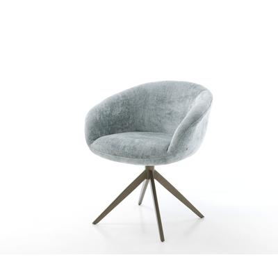 DELIFE Drehstuhl Vinka-Flex mit Armlehnen Chenille Pastellblau Kreuzgestell breit Effektfinish Titan 360° drehbar Wippfunktion Taschenfederkern, Esszimmerstühle Image