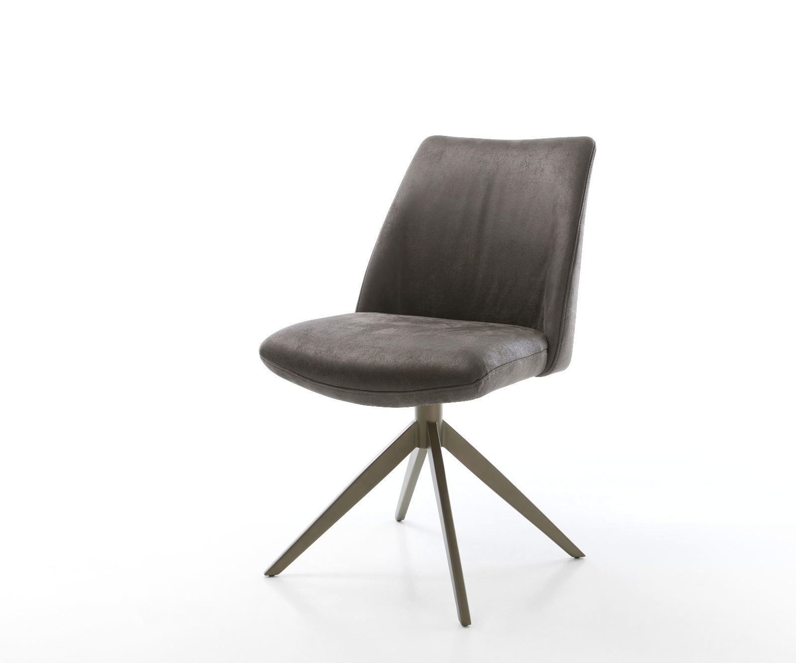 DELIFE Drehstuhl Elso-Flex Mikrofaser Anthrazit Vintage Kreuzgestell breit Effektfinish Titan 360° drehbar Wippfunktion Taschenfederkern, Esszimmerstühle Image