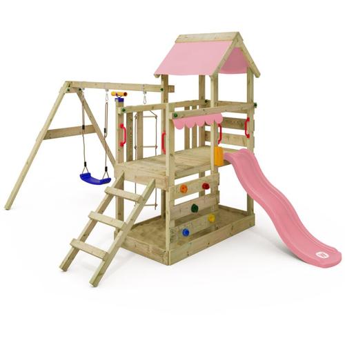 Spielhaus Spielturm TurboFlyer mit Schaukel & Rutsche, Kletterturm mit Sandkasten, Leiter &