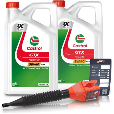 Castrol 10 L GTX 5W-40 A3/B4 + Ölwechsel-Anhänger + Einfülltrichter [Hersteller-Nr. 15F687] Image
