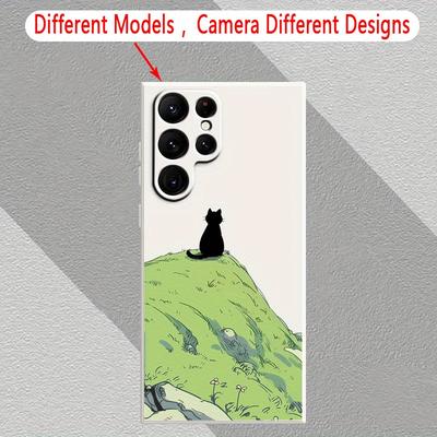 TEMU Art Natural Black Cat For Galaxy Note 20 10 S24 S23 S22 S21 Ultra Plus Lite 5g Straight Edge Phone Case Cover Image