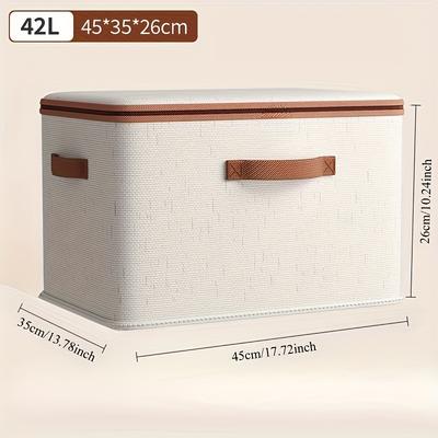 TEMU Foldable Linen Storage Box - Dustproof, Portable Organizer For Clothes & Quilts | Space-saving Design With Zipper Closure For Bedroom, Outdoor, And Under-bed Storage | , Under-bed Storage Image