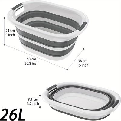 TEMU Foldable Laundry Tub, Plastic Laundry Basket, Laundry Collector To , Shelf Baskets Image