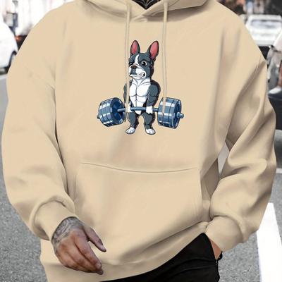 TEMU Men's Fashionable & Letter Print Hoodie - Casual Drawstring Pullover With Kangaroo Pocket, Comfortable Polyester For Fall/winter Image