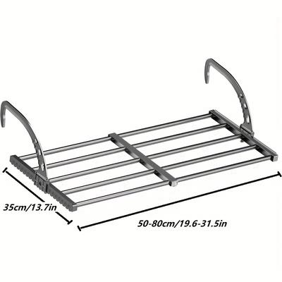 TEMU 1pc Balcony Clothes Drying Rack, Extendable Laundry Tool For Home Use, Window Hanging Bar, Outdoor Shoe Railing, Dormitory Retractable Clothes Hanger, Quilt And Socks Drying Rack Image