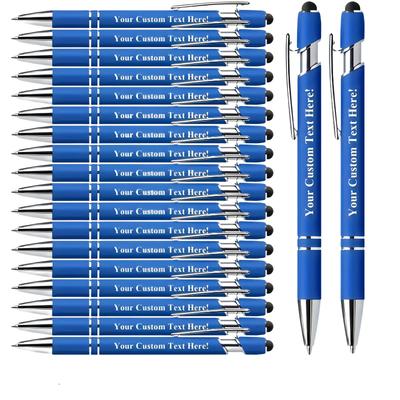 TEMU Customizable Blue Ink Metal Ballpoint Pen Set Of 22/72/92/112pcs - Personalized, Retractable, Medium Point, Oval Body - Smooth Writing For Office, School, Diary And Art Projects Image