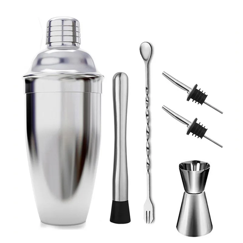 Edelstahl Likör Cocktail Shaker Bar Wein Mixer Set Barkeeper Cocktail Hand Shaker Tool Kit Bar Werkzeug mit Halter Image