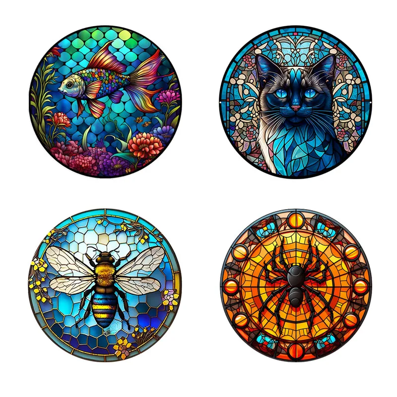 4-Tier-gedruckte Untersetzer, geeignet für die tägliche Familientreffendekoration, Büros, rutschfeste Holzuntersetzer und Festivalgeschenke Image