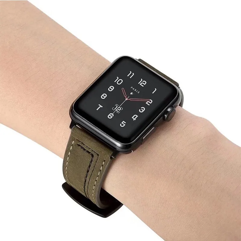 Lederarmband für Apple Watch Band 46 mm 42 44 40 45 41 38 49 mm Lässiges Herrenarmband für iWatch-Serie 10 9 8 7 6 5 4 Ultra 2 Image