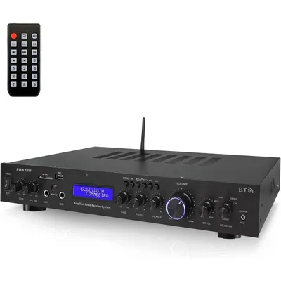 5-Channel Rack Mount Bluetooth Receiver & Home Theater Amp - 200W Speaker Amplifier with MP3/USB/SD/AUX/FM - Digital ID3 LC