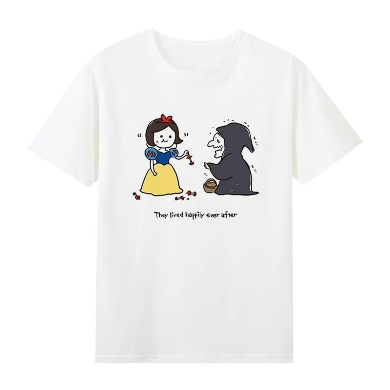 Disney Schneewittchen Märchen Niedliche Cartoon Animation Sommer T-shirt Jungen und Mädchen Casual Kurzarm Familie Eltern-kind-Kleidung Image