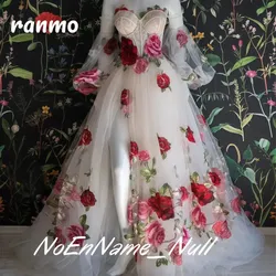 Ranmo robes de mariée brodées colorées mariée chérie dos nu mariage pastorale robes de mariée à fleurs personnalisées 2025