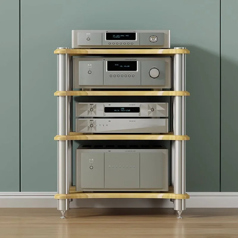 SUS 304 Audio Rack 1–4-lagiges Verstärker-Kopfhörerregal mit Anti-Vibrations-Spikes, Lautsprecher-Aufbewahrungsschrank für Heimkino-Verstärker Image
