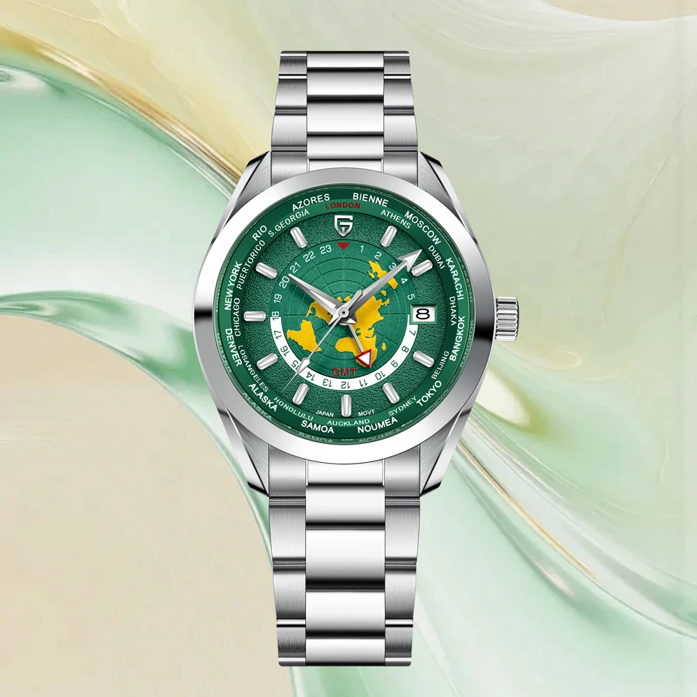 PAGANI DESIGN neue Herrenuhr Retro-Karte mechanische Herrenuhr NH 34 GMT-Uhrwerk Edelstahl leuchtende wasserdichte Herrenuhr Image