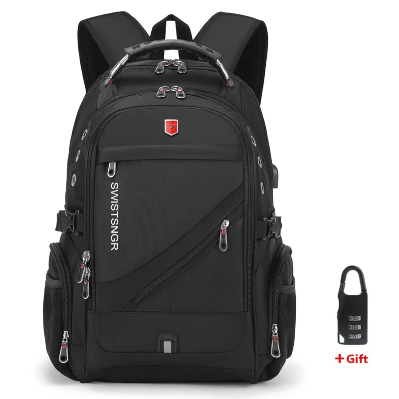 Sac à dos étanche pour ordinateur portable 15.6/17.3 pouces, chargeur USB, sac à dos suisse, sac de voyage pour femmes, sac d'école Vintage Mochila