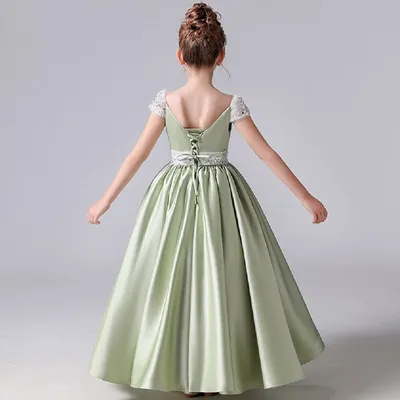 Dideyttawl Maßgeschneidertes elegantes Satin-Geburtstagsfeier für Mädchen, Prinzessinnenkleider, Vintage-Blumenmädchenkleid, formelles Kommunionkleid für Kinder Image