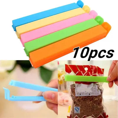 10pcs Portable Food Snack Storage Sealer Multifuctional Plastic Kitchen Sealing Bag Clips Snack Bag Sealing Packaging Clip Tools