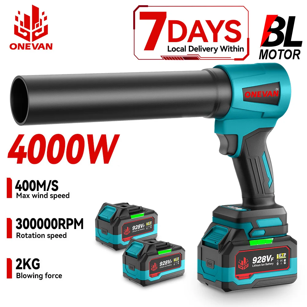 ONEVAN 400 mt/s 4000 W High Power Bürstenlosen Turbo Gebläse Fan Elektrische Luft Gebläse Jet Fan Schnee Blatt Staub werkzeug Für Makita Batterie Pin Image