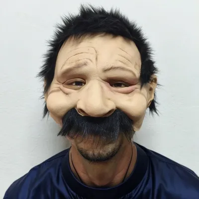 Erwachsene halbes Gesicht ältere Mann Maske mit Perücke und Bart Gummi Neuheit Falten Opa Cosplay Image