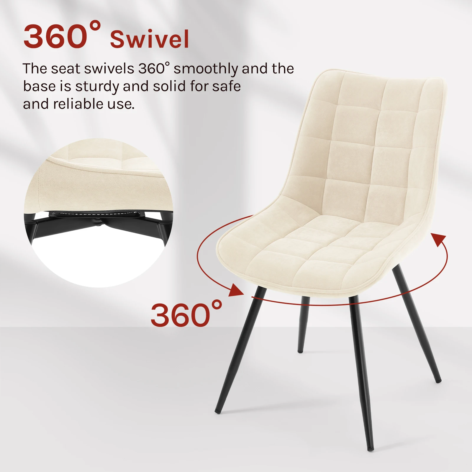 WOLTU 2 Teile/satz Drehbare Esszimmerstühle Samt Esszimmerstühle Gepolsterter Stuhl mit Metallbeinen Rückenlehne für Küche Wohnzimmer