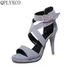 QPLYXCO 2018 Sommer Eleganten Stil Sandalen mode Große & Kleine Größe 31-48 frauen dünne High Heels (10 CM) hochzeit Party schuhe 8675
