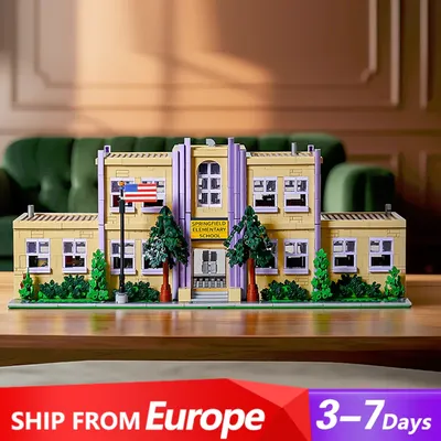 Klemmbausteine 3500 stücke Springfield Grundschule Bausteine MOC Modulare Gebäude Architektur Modell Spleißen Montage Ziegel Spielzeug Geschenk Image