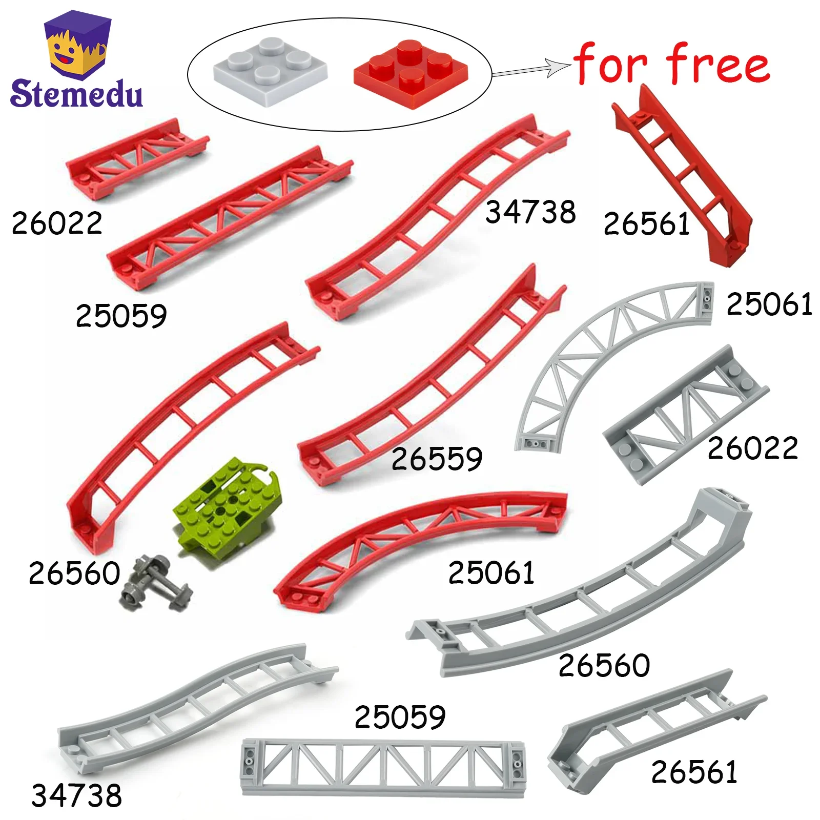10PCS Track Achterbahn Eisenbahn Stadt Zug Technische Teil Bausteine Geschenk für Kinder Kompatibel Leduo 26022 25059 25061 Image