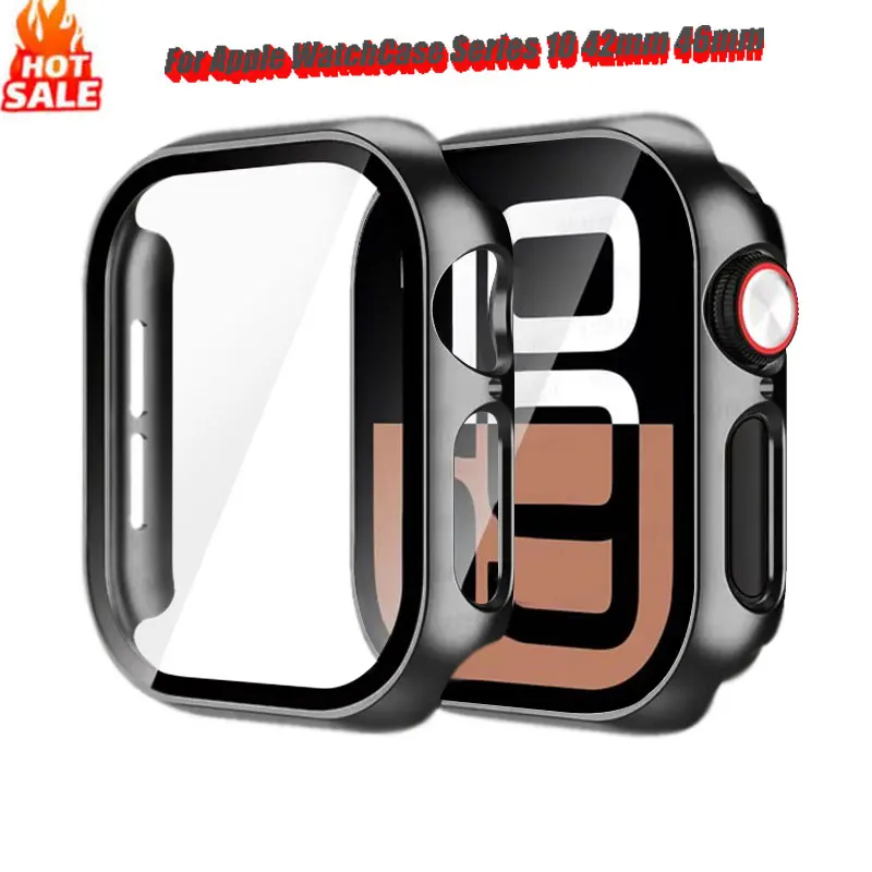 Gehärtetes Glas + Abdeckung für Apple Watch Serie 10, 42 mm, 46 mm, matt, hart, PC-Stoßstange, Displayschutzfolie, iWatch 10, 42/46 mm, Zubehör Image