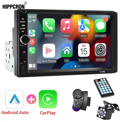 Hippcron 7“ 1 Din Car Radio Carplay Android Auto Multimedia Player HD Touch Screen Bluetooth