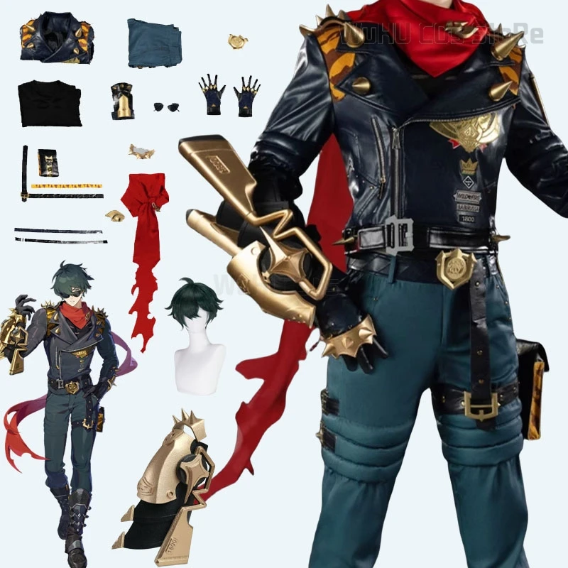 Spiel Zenless Zone Null Cosplay Feuerzeug Cosplay Voller Anzug Pu Leder Mantel Feuerzeug Perücke Schuhe Schwarz Anzug Männer Halloween Roleplay Anzug Image