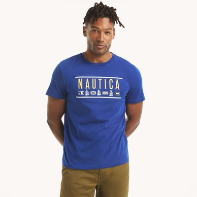 Nautica Men's Logo Flag Graphic T-Shirt Deep Navy Heather, L