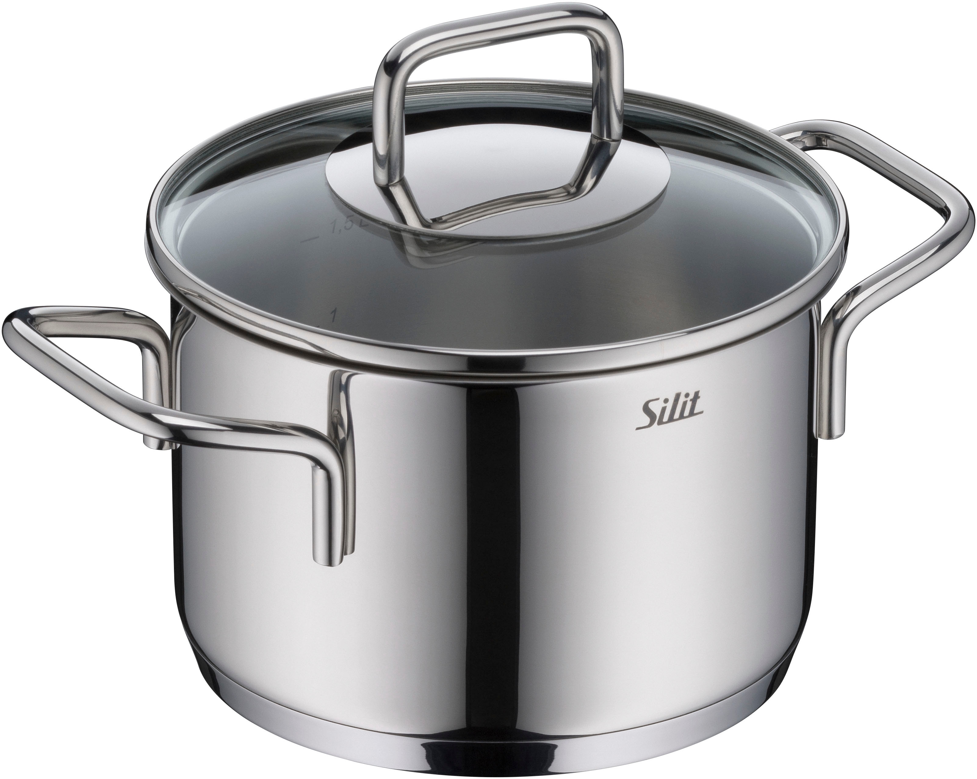 Kochtopf SILIT "Extra Cook, mit Glasdeckel", grau (edelstahl), B:18,6cm H:13,3cm L:24,1cm, Töpfe, SiliTherm Universalboden, induktionsgeeignet, spülmaschinengeeignet Image