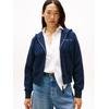 Sweatjacke TOMMY HILFIGER "SCRIPT REG PIQUE ZIP-UP HOODIE", Damen, Gr. XL (42), blau (schwarz night navy), Sweatware, Obermaterial: 85% Baumwolle, 15% Polyamid, unifarben, casual, regular fit, Langarm, Sweatjacken, mit Tommy Hilfiger Script...