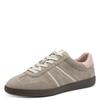 Plateausneaker TAMARIS, Damen, Gr. 41, bunt (taupe, rose), Veloursleder, Lederimitat, unifarben mit Farbeinsatz, sportlich, Schuhe, Freizeitschuh, Halbschuh, Schnürschuh mit gepolstertem Schaftrand