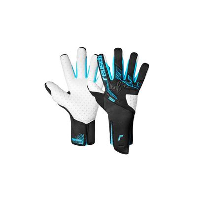 Torwarthandschuhe REUSCH "Attrakt Freegel SpeedBump Strapless", Damen, Gr. 9,5, bunt (schwarz, türkis), 4% Polyurethan, 51% Elastodien, 45% Polyester, mehrfarbig, sportlich, Handschuhe, mit Evolution Negative Cut Image