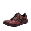 Sneaker RIEKER, Damen, Gr. 38, rot (rot, schwarz), Lederimitat, unifarben mit Farbeinsatz, casual, Schuhe, Schnürschuh, Halbschuh, Freizeitschuh mit Ziernähte