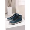 Schnürboots REMONTE, Damen, Gr. 45, blau (petrol), Leder, Lederimitat, sportlich, Schuhe, Plateau, Schnürstiefelette, Boots in Crash-Optik
