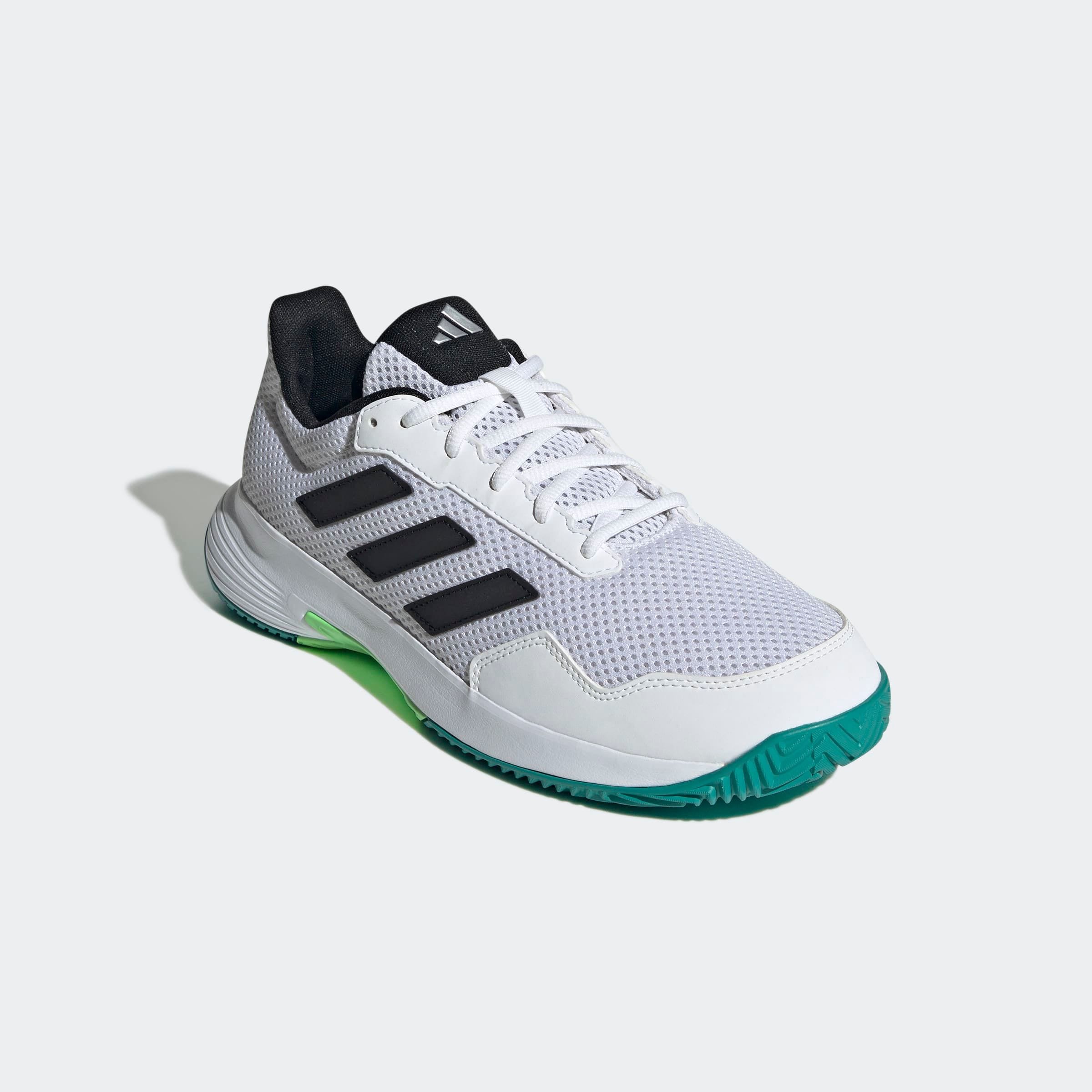 Tennisschuh ADIDAS PERFORMANCE "COURT SPEC 2", Damen, Gr. 40, weiß (cloud weiß, core schwarz, pure teal), Synthetik, Textil, Schuhe, geeignet für Hartplatz und Sandplatz