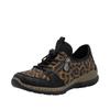 Slip-On Sneaker RIEKER, Damen, Gr. 36, schwarz (leo, schwarz), Lederimitat, Textil, animal-print, casual, Schuhe, Schlupfschuh, Leo-Sneaker, Freizeitschuh mit MemoSoft-Innensohle