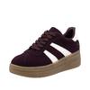 Plateausneaker RIEKER, Damen, Gr. 43, brombeere, sanftes weiß, Nubuklederimitat, unifarben mit Farbeinsatz, sportlich, Schuhe, Basket-Sneaker, Retro-Sneaker, Schnürschuh mit weichem Schaftrand