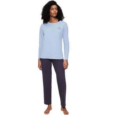 Schlafanzug TRIUMPH, Damen, Gr. 48, combina blau, Obermaterial: 100% Baumwolle, Homewear-Sets Image