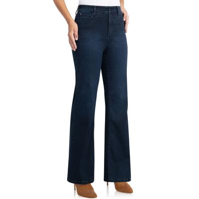 Schlagjeans WONDERJEANS, Damen, Gr. 46, Länge 32, blau (blau used), Denim/Jeans, Obermaterial: 48% Polyester, 30% Baumwolle, 12% Viskose, 6% Lyocell (TENCEL), 4% Elasthan, unifarben, casual, bootcut fit lang, Jeans, Flared, mit Stretch Image