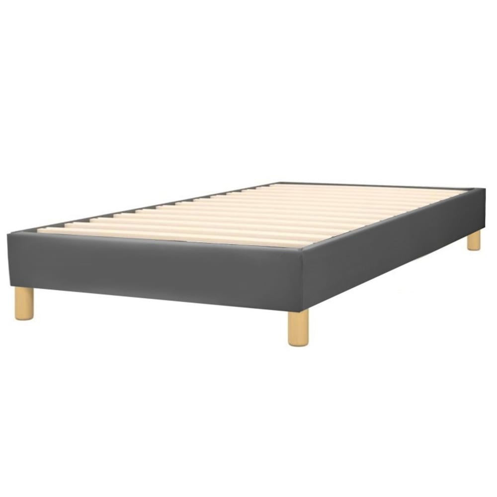 Lit en simili cuir gris avec cadre à lattes 200x200 cm