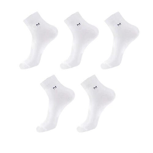 Herren 5 Paare Mehrfachpackungen Socken Crew-Socken Laufsocken Freizeitsocken Schwarz Weiß Farbe Einfarbig Urlaub Sport Outdoor Täglich Basic Mittel Frühling Herbst Mode Lässig Image